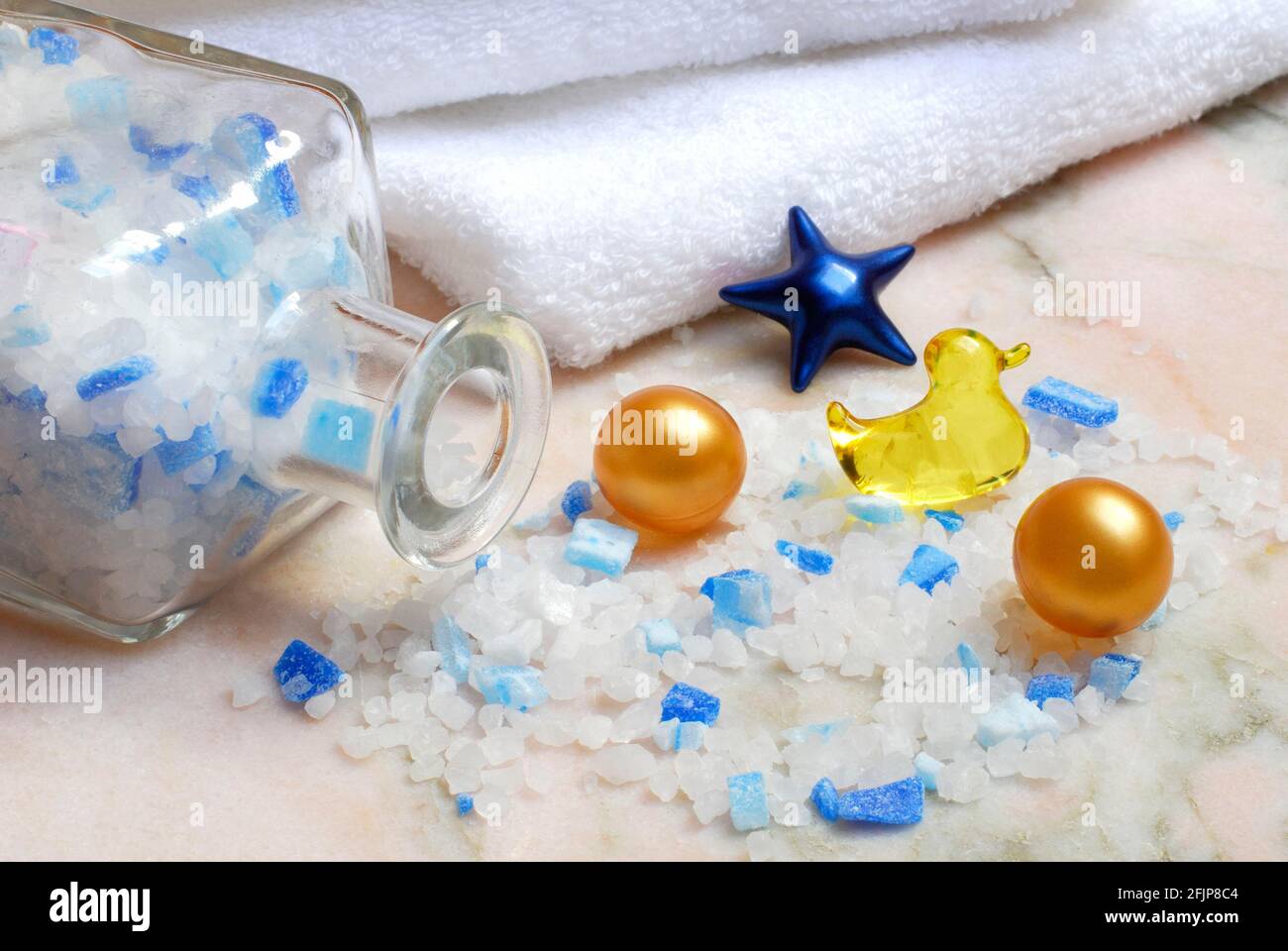 Bath salt and bath pearls, bath additive Stock Photo