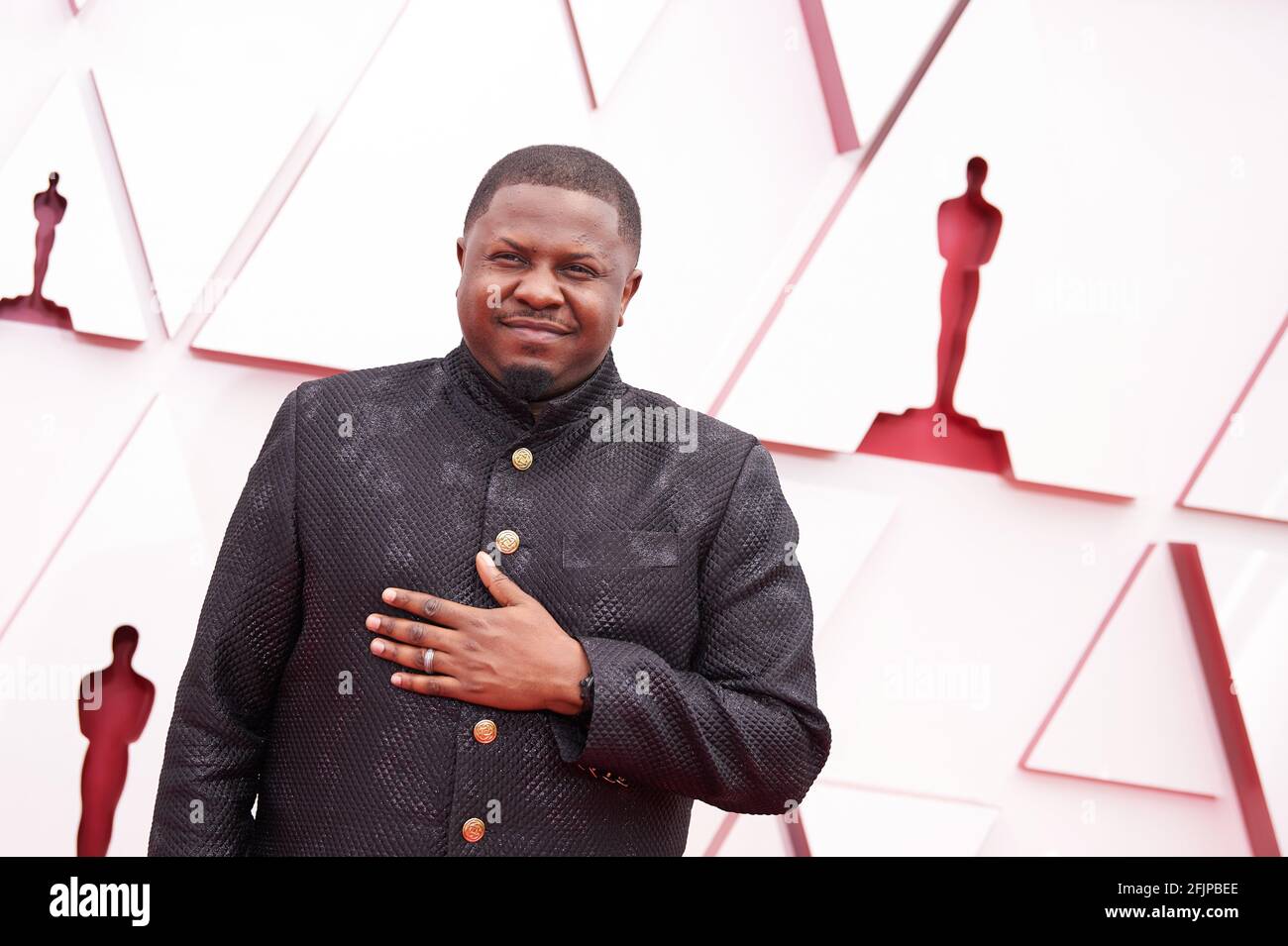 Los Angeles, USA. 25th Apr, 2021. Oscar® nominee Dernst Emile II arrives on the red carpet of The 93rd Oscars® at Union Station in Los Angeles, CA on Sunday, April 25, 2021. (Photo courtesy Matt Petit/A.M.P.A.S. via Credit: Sipa USA/Alamy Live News Stock Photo