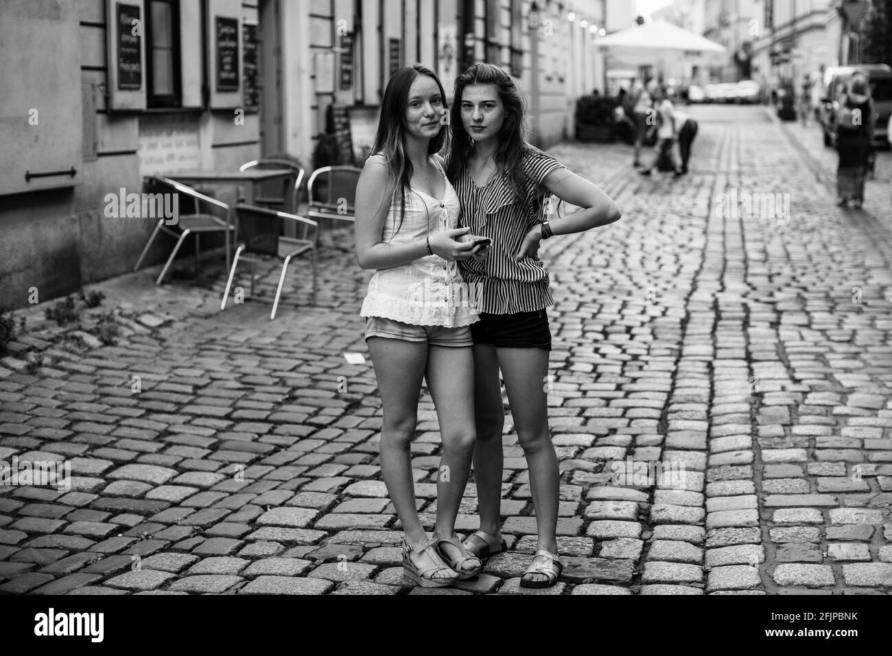 Teenage girl taking to woman Black and White Stock Photos & Images - Alamy