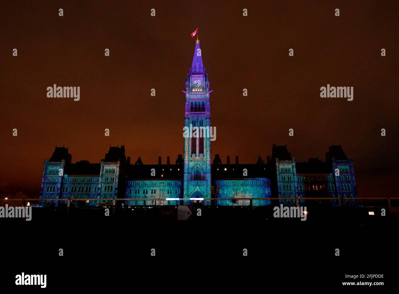 Christmas Lights Across Canada projecting a light show onto the