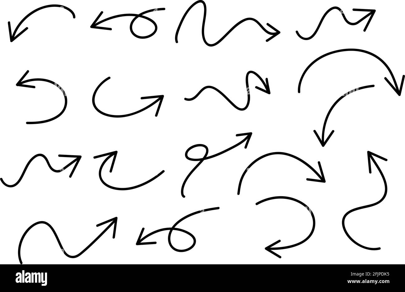 Set of hand drawn arrow doodles on white background illustration Stock ...