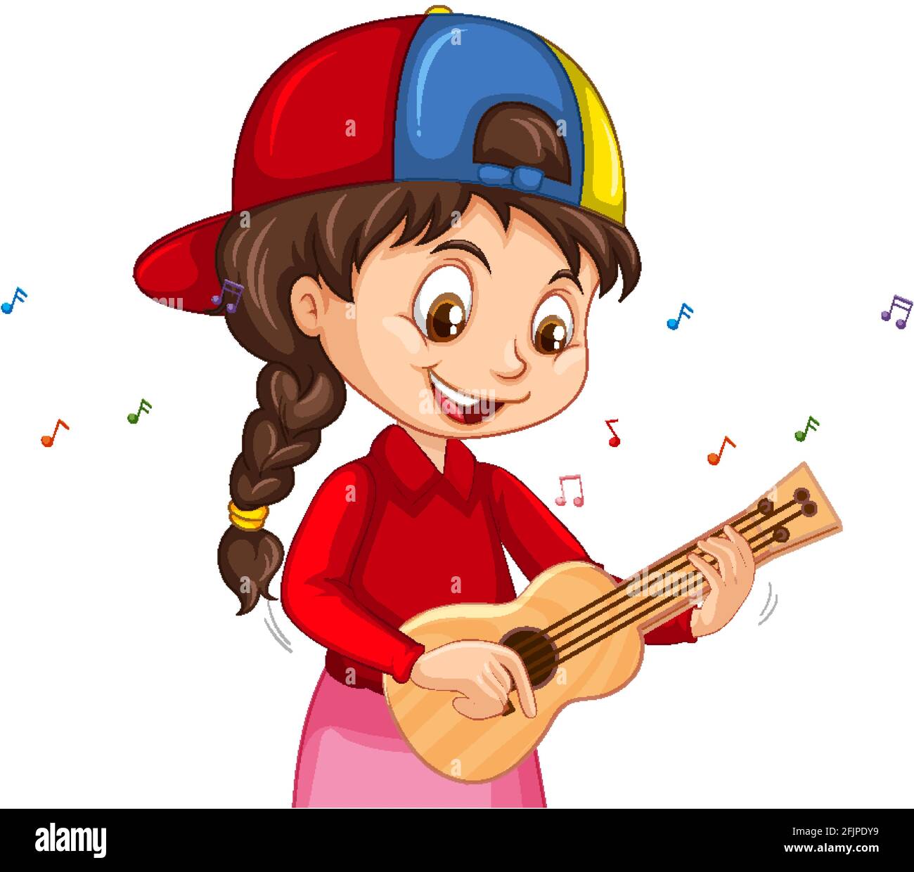 A girl cartoon character playing ukulele illustration Stock Vector Image &  Art - Alamy