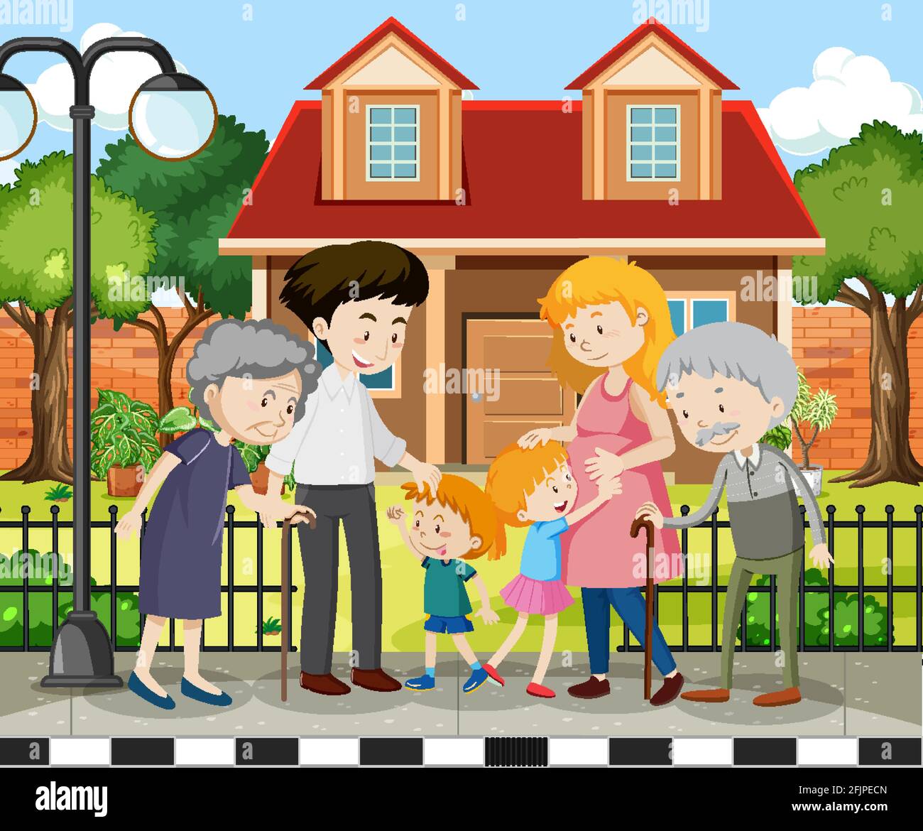 Member Of Family At Home Outdoor Scene Illustration Stock Vector Image Art Alamy<script async src=