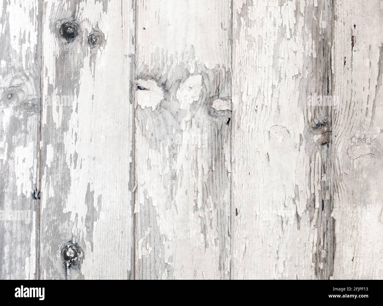 White wood texture for background. Grunge background. Peeling paint on an  old wooden floor. Stock Photo