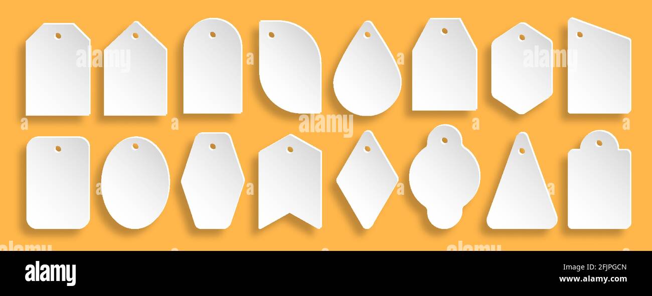 Price tag icon set. Different shapes paper labels for retail ...