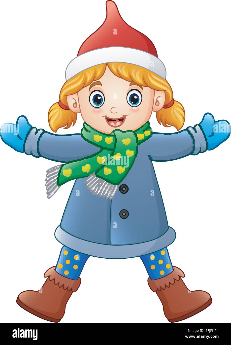 Cartoon girl in winter clothes waving Stock Vector Image & Art - Alamy