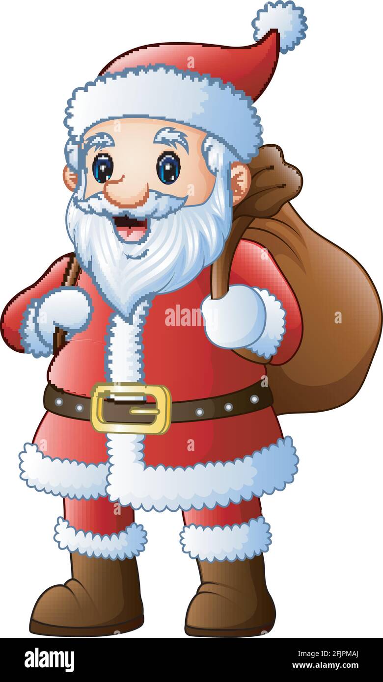 Vector illustration of Santa claus with carrying sack Stock Vector ...