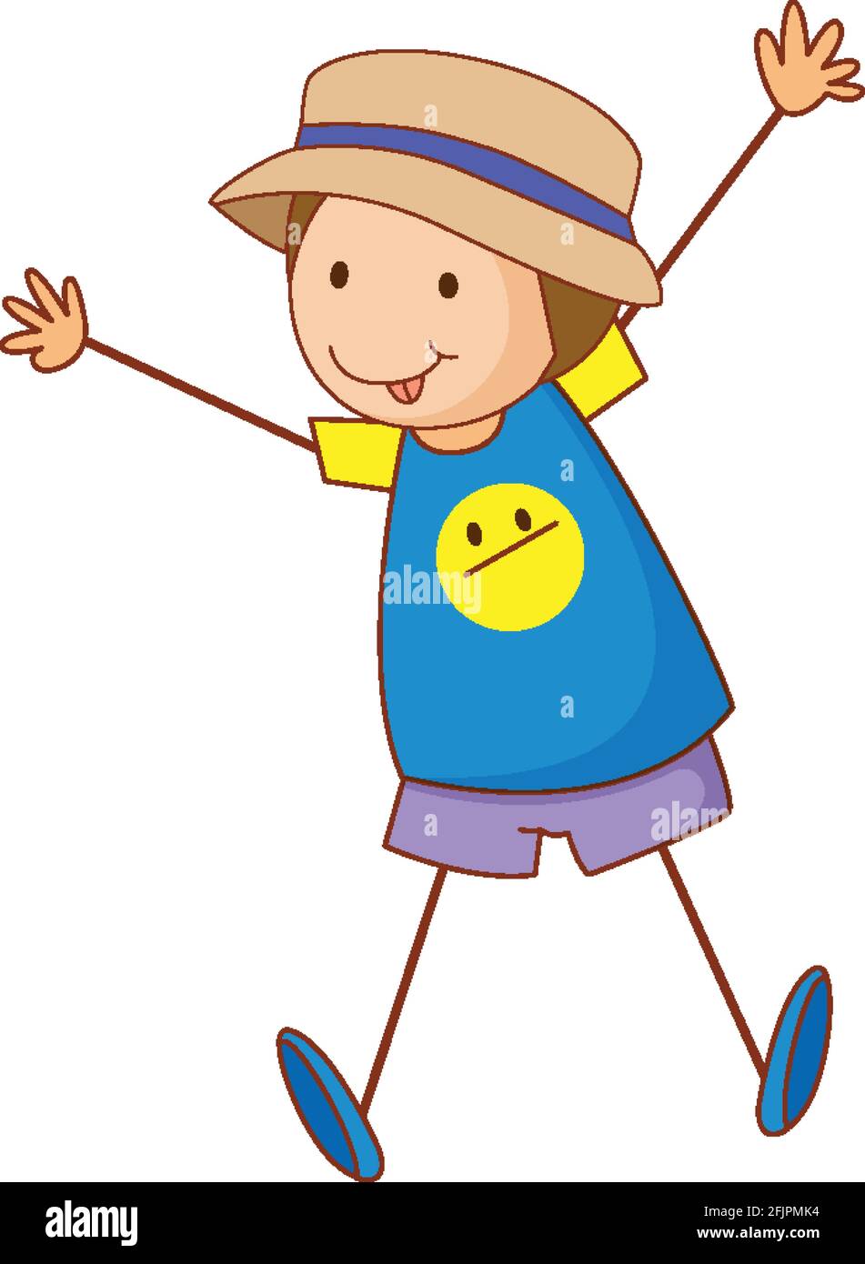 Cute boy cartoon character in hand drawn doodle style isolated ...