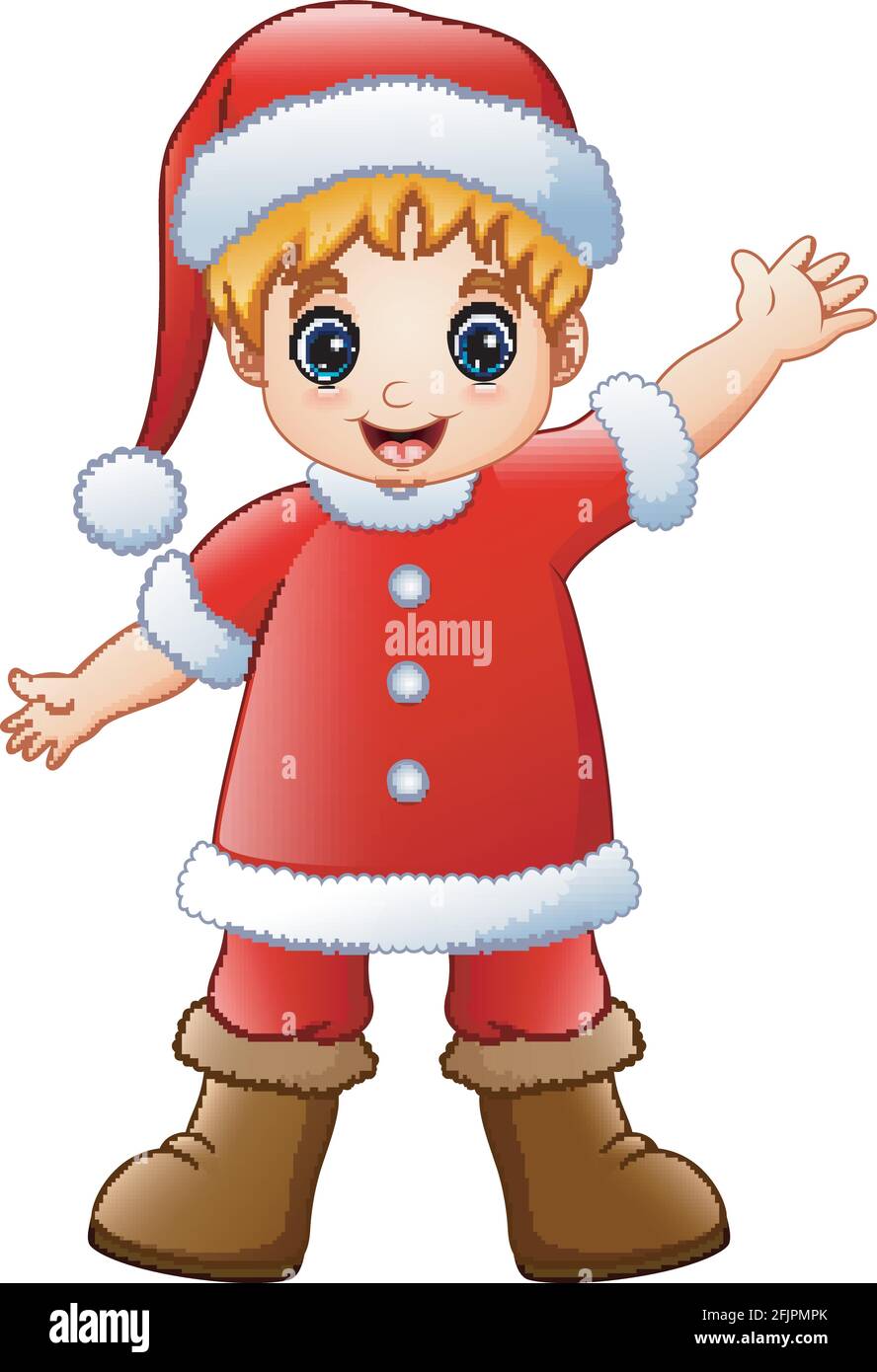 Vector illustration of Cartoon boy wearing santa claus costume Stock ...