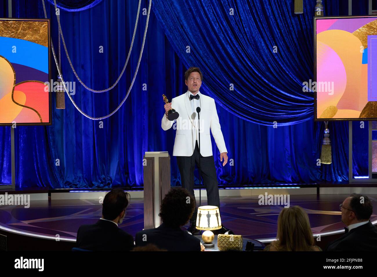 Los Angeles Usa 25th Apr 2021 Tomas Vinterberg Accepts The Oscar For International Feature Film