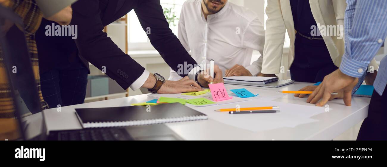 Background with creative business team brainstorming while working on new project Stock Photo