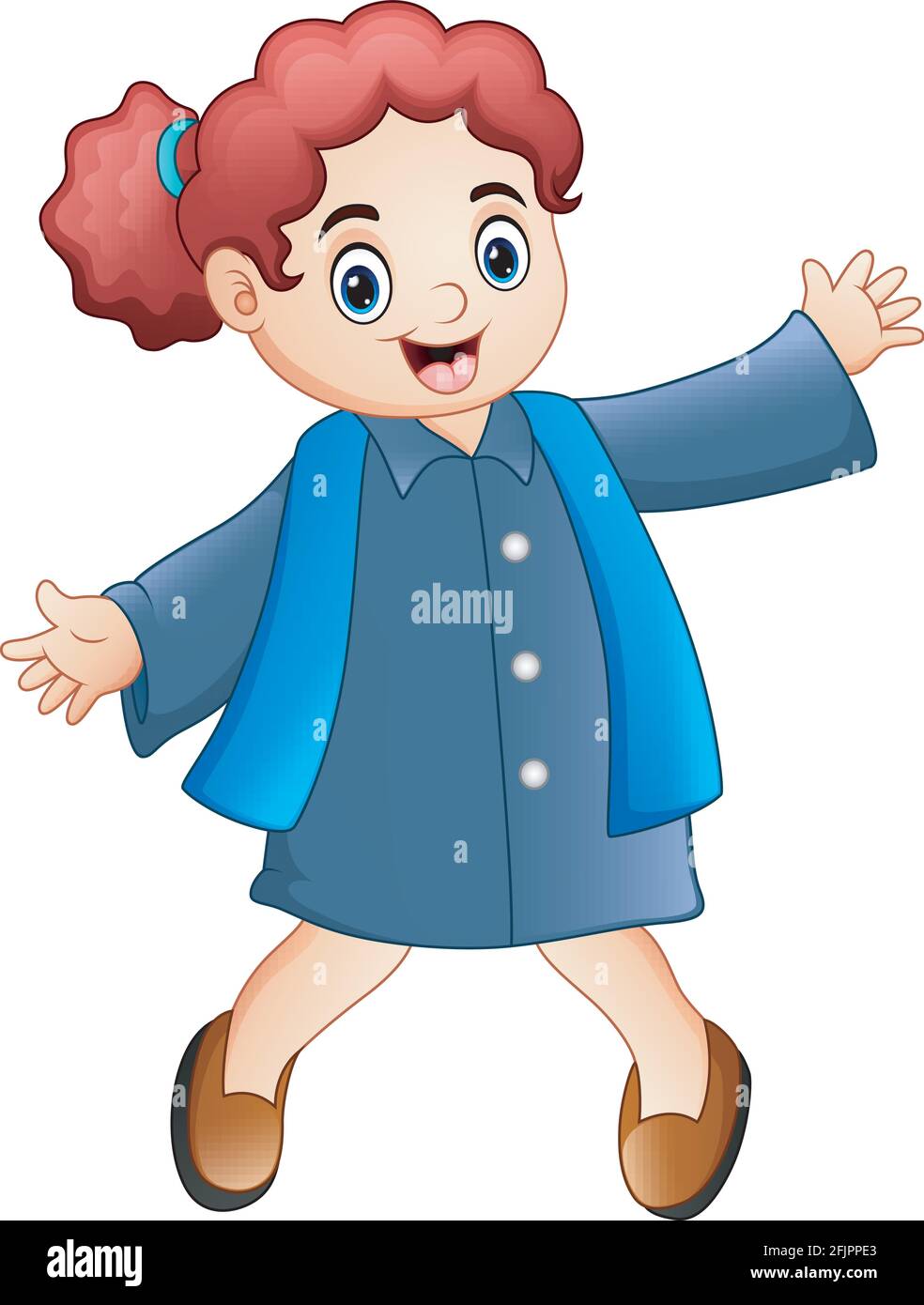Happy girl in blue winter clothes Stock Vector Image & Art - Alamy