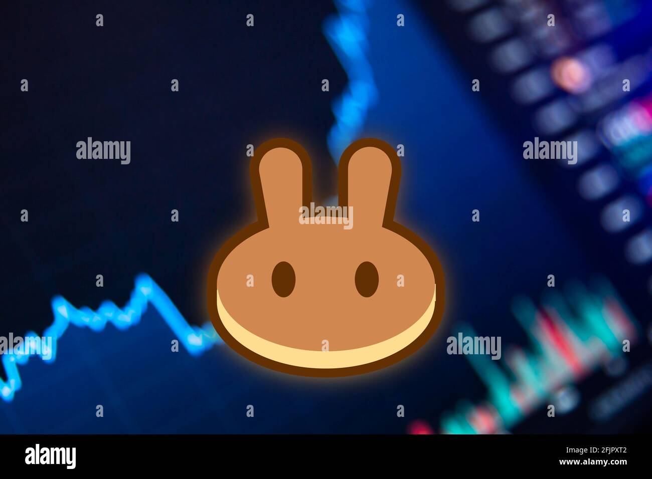 PancakeSwap CAKE Cryptocurrency. coin growth chart on the exchange, chart  Stock Photo - Alamy