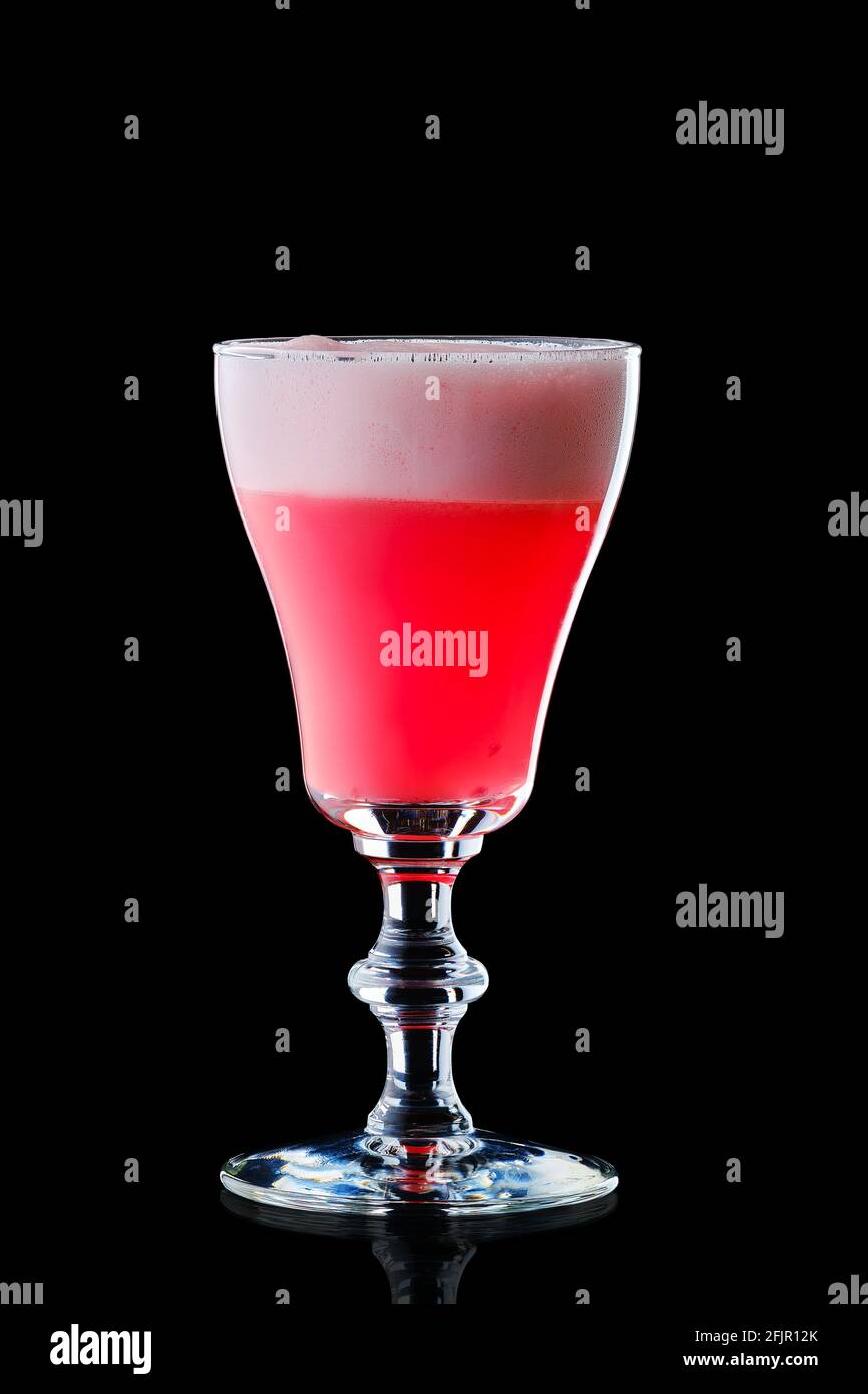Cocktail Clover club isolated on black background Stock Photo