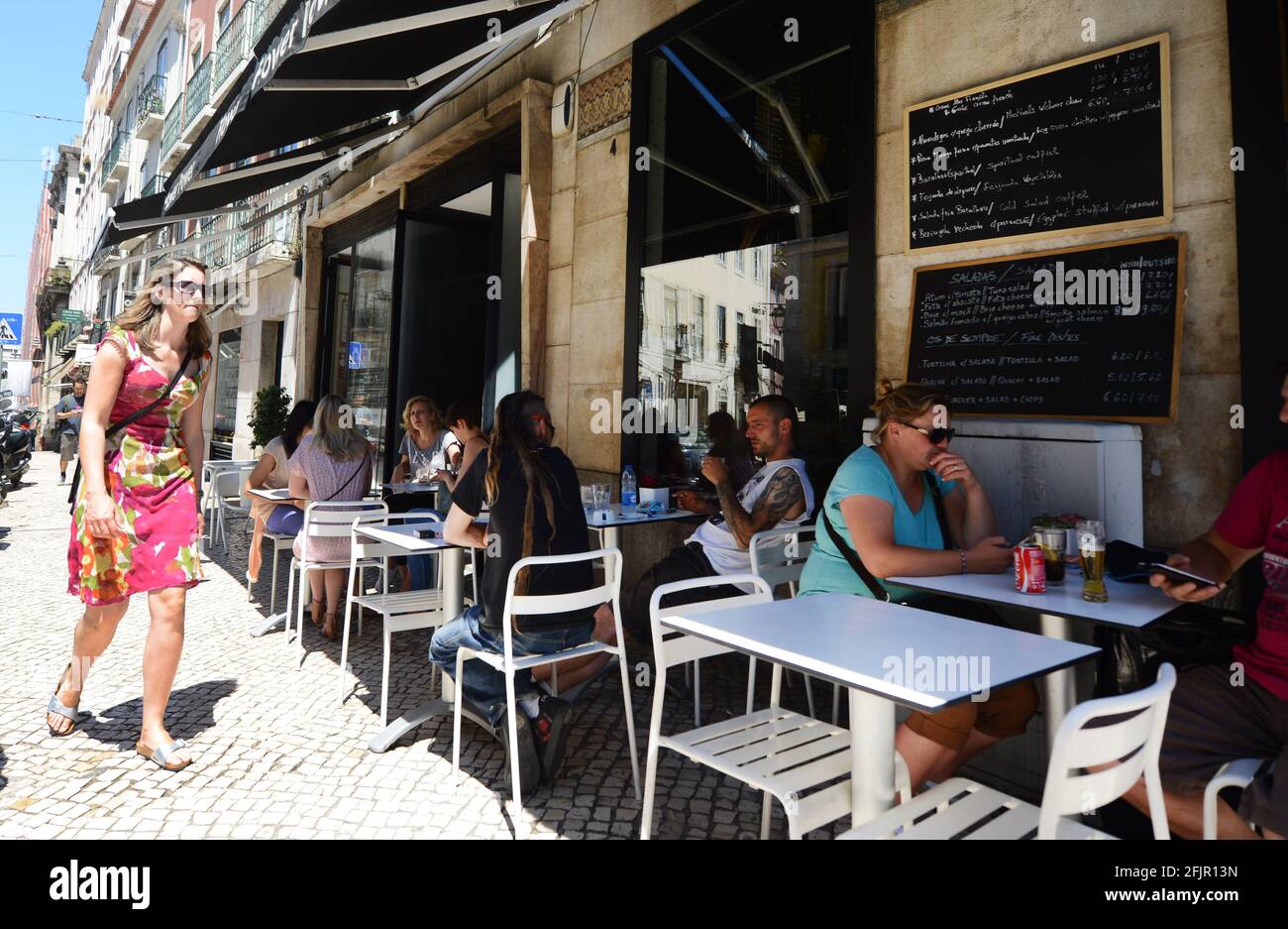 Flower Power restaurant on Calçada do Combro in Lisbon, Portugal. Stock Photo