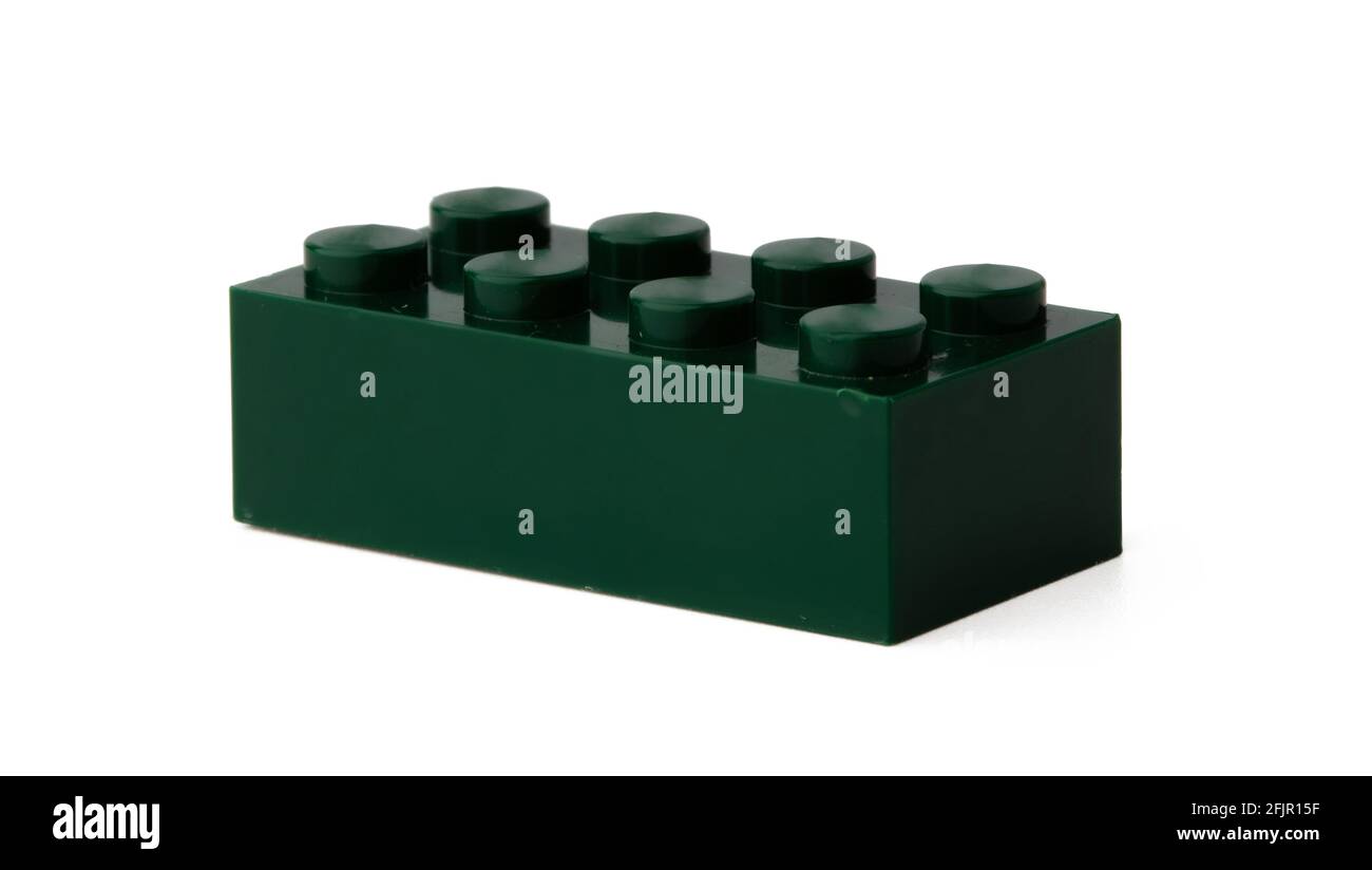Colored plastic toy building block isolated on white Stock Photo - Alamy