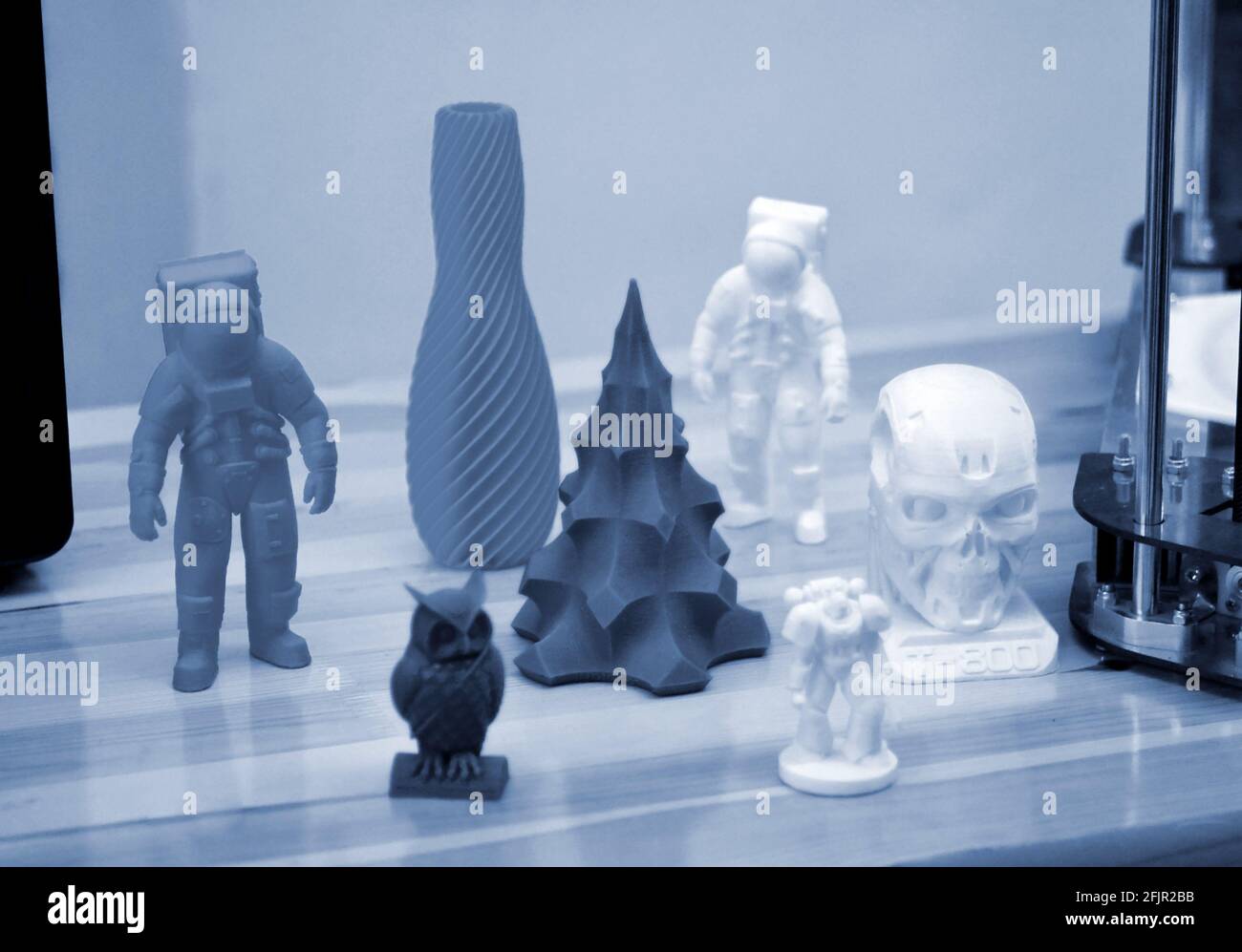 Objects printed by 3d printer close-up. Progressive modern additive ...