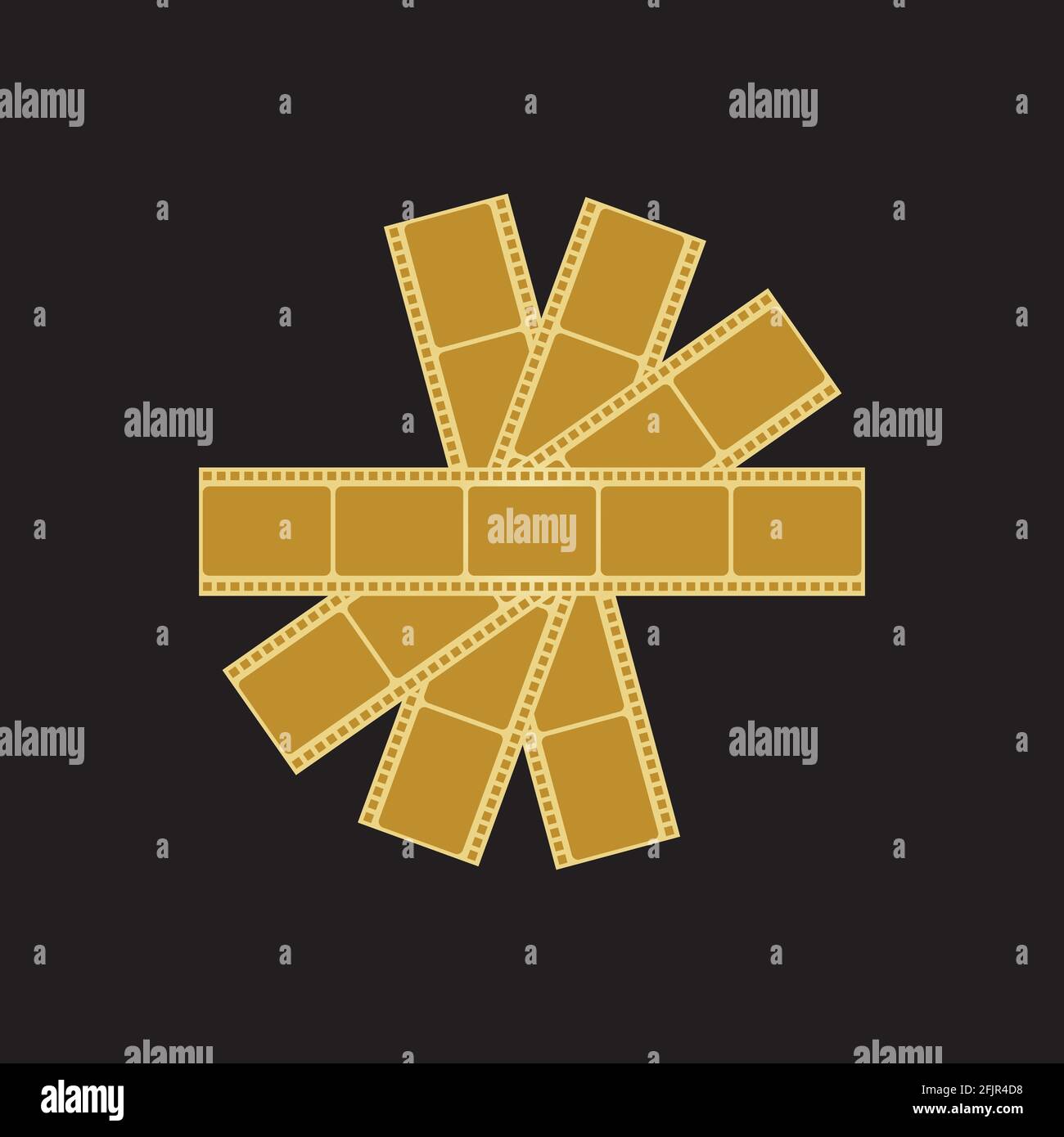 GOLDEN FILM STRIP ISOLATED ON BLACK BACKGROUND VECTOR ILLUSTRATION