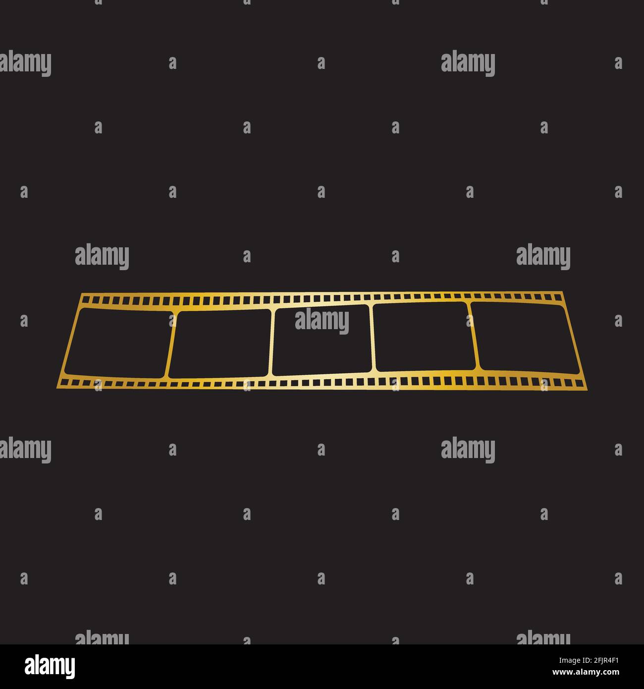 GOLDEN FILM STRIP ISOLATED ON BLACK BACKGROUND VECTOR ILLUSTRATION