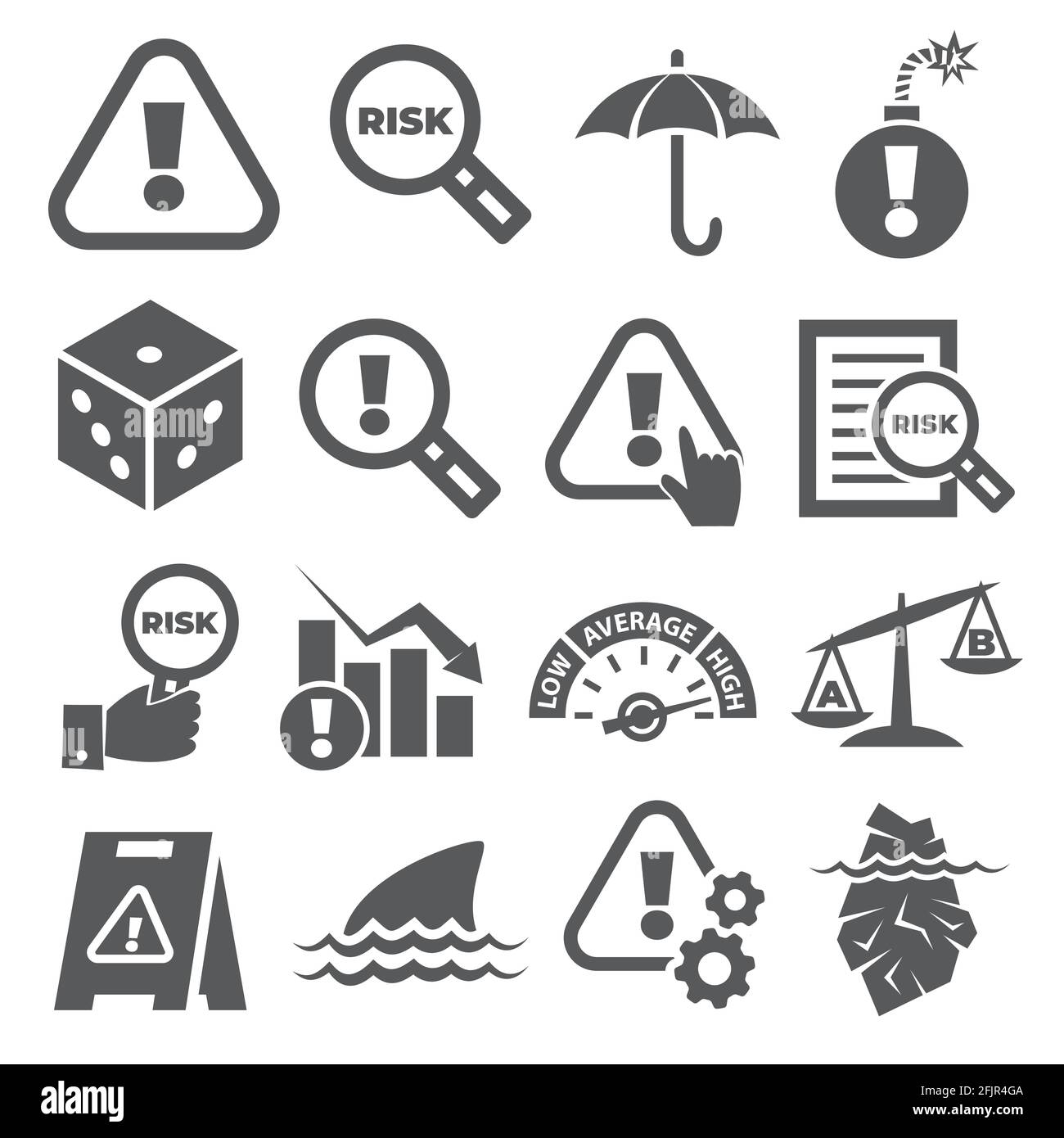 Risk icons set on white background Stock Vector Image & Art - Alamy