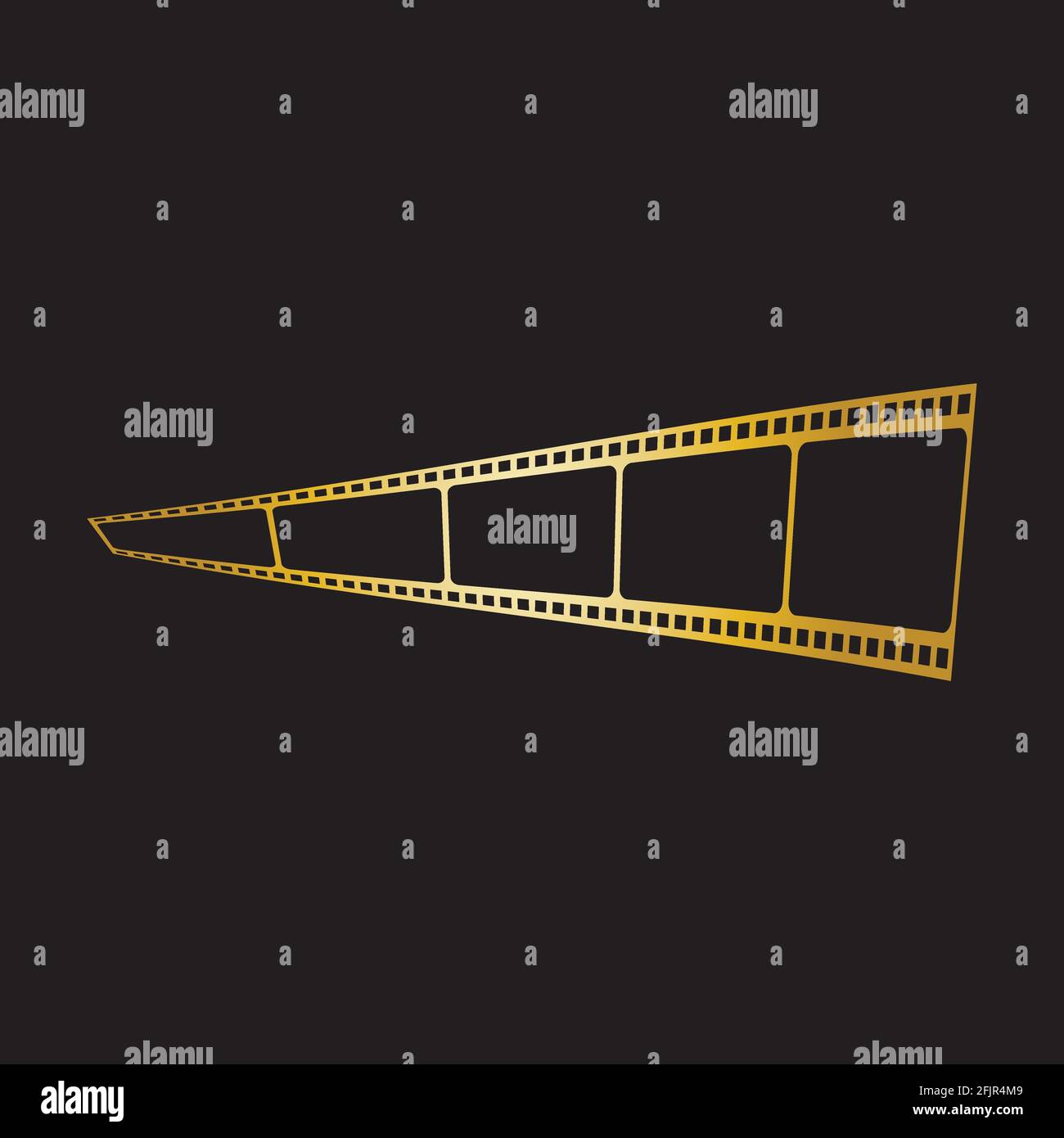 GOLDEN FILM STRIP ISOLATED ON BLACK BACKGROUND VECTOR ILLUSTRATION Stock Vector
