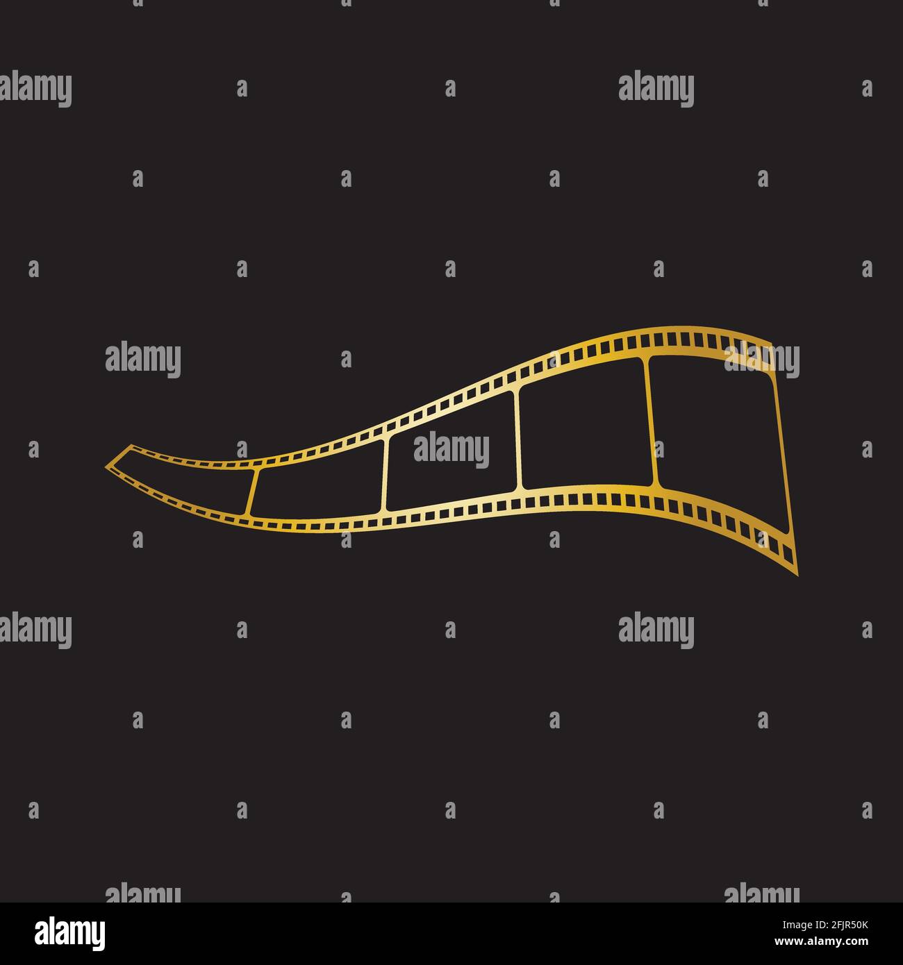 GOLDEN FILM STRIP ISOLATED ON BLACK BACKGROUND VECTOR ILLUSTRATION