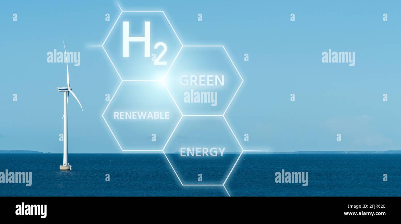 Getting green hydrogen from renewable energy sources Stock Photo
