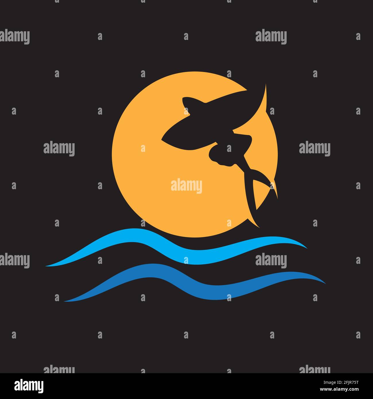 gold flying fish logo vector icon design template Stock Vector