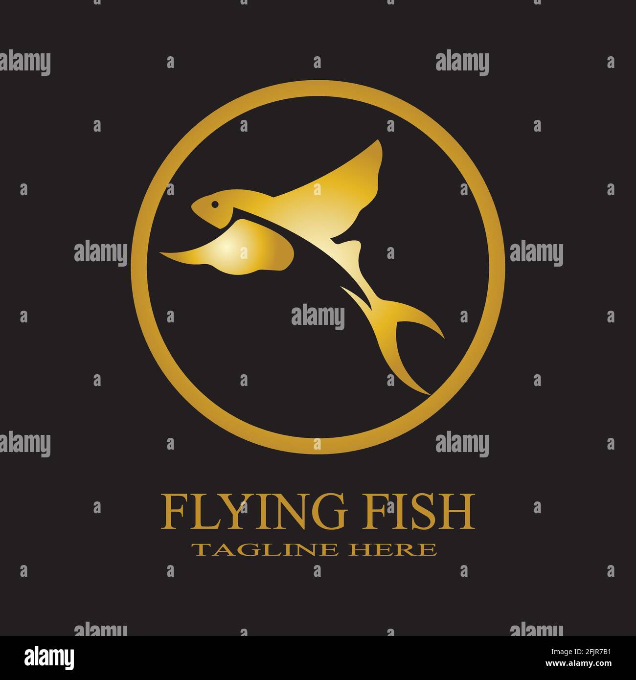 gold flying fish logo vector icon design template Stock Vector