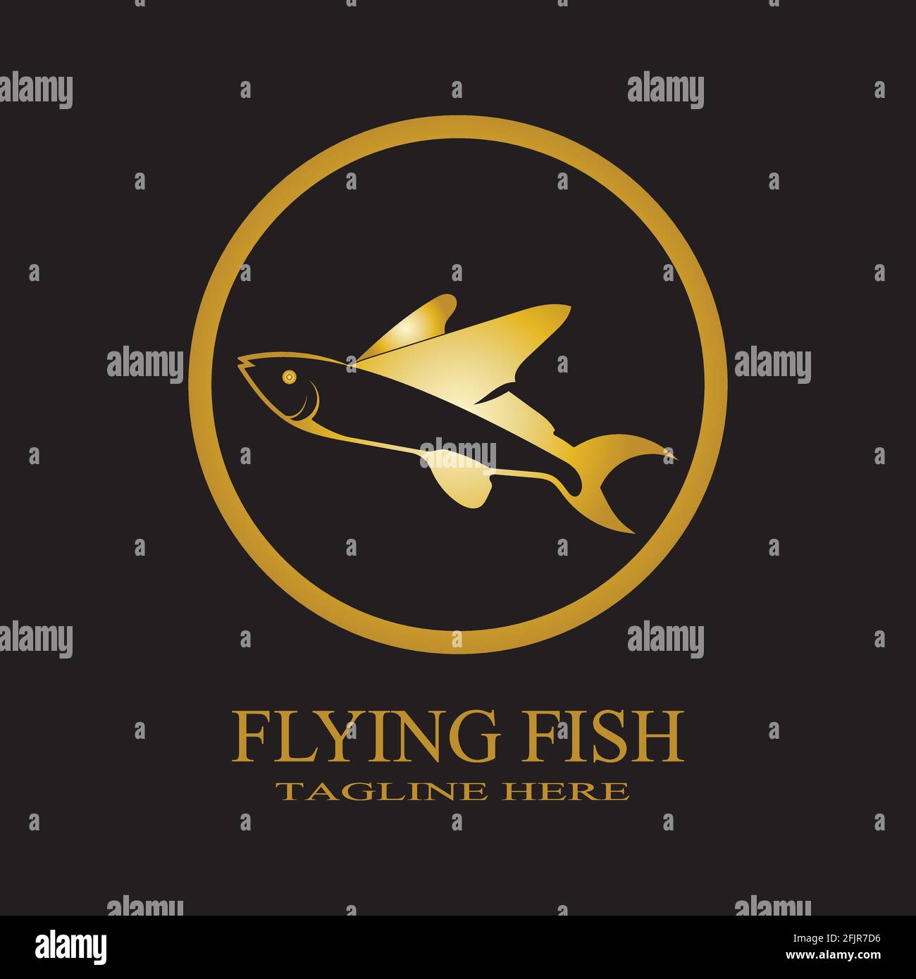 gold flying fish logo vector icon design template Stock Vector