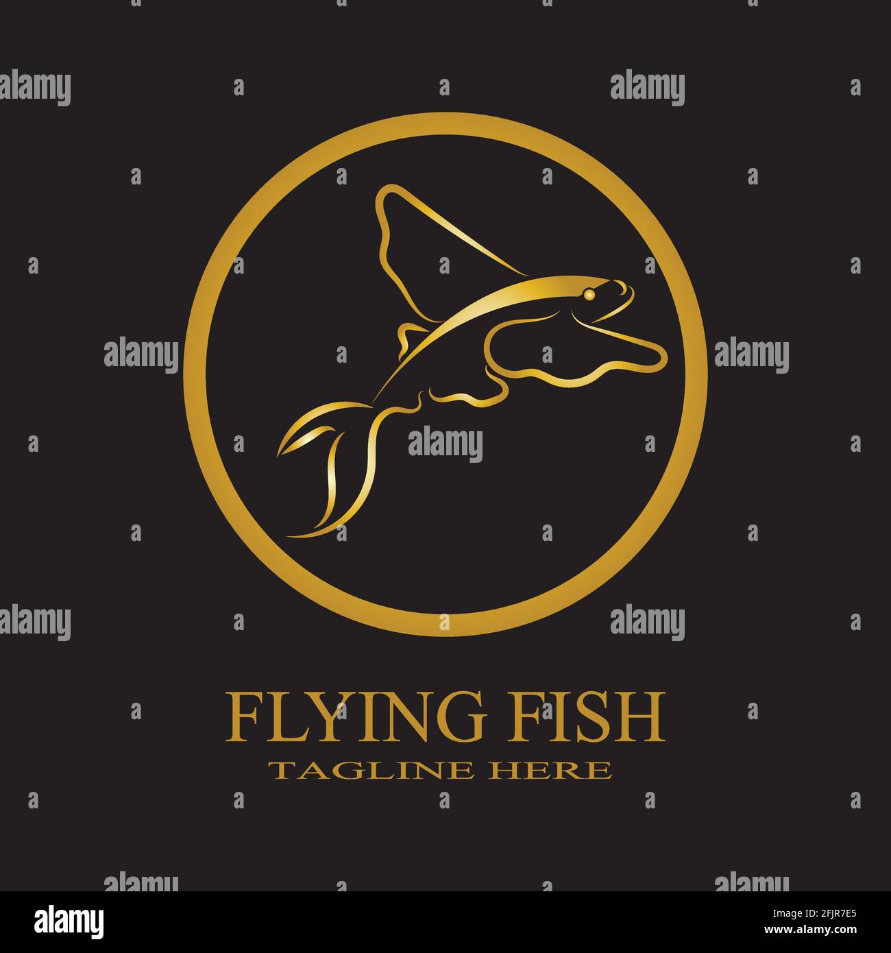 gold flying fish logo vector icon design template Stock Vector