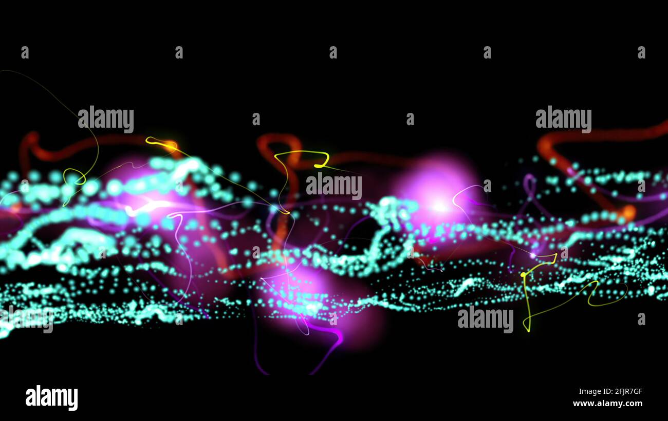 All Particles As String 3D illustration - background with twisted particle strings and optical ...