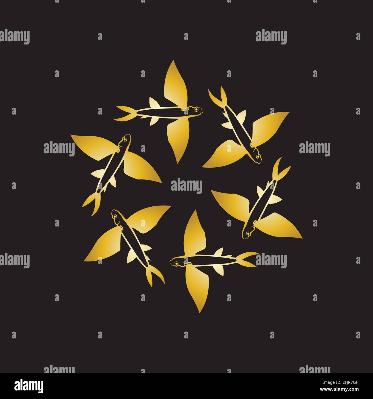 gold flying fish logo vector icon design template Stock Vector