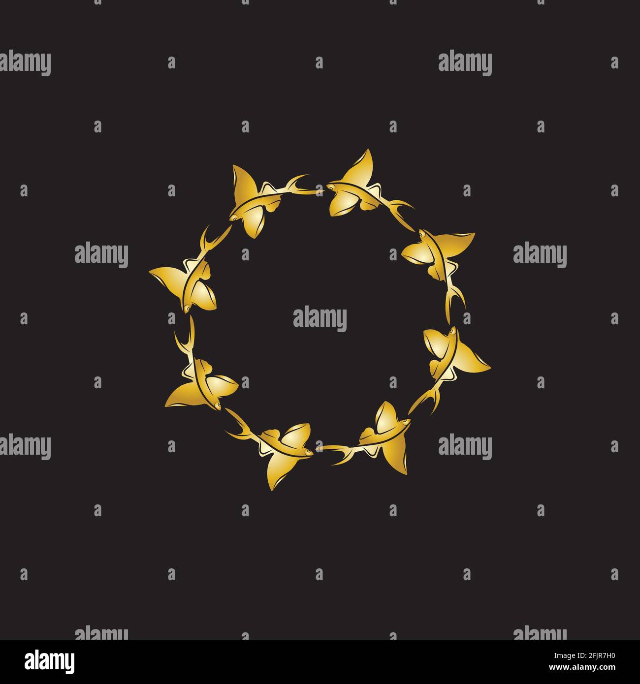 gold flying fish logo vector icon design template Stock Vector