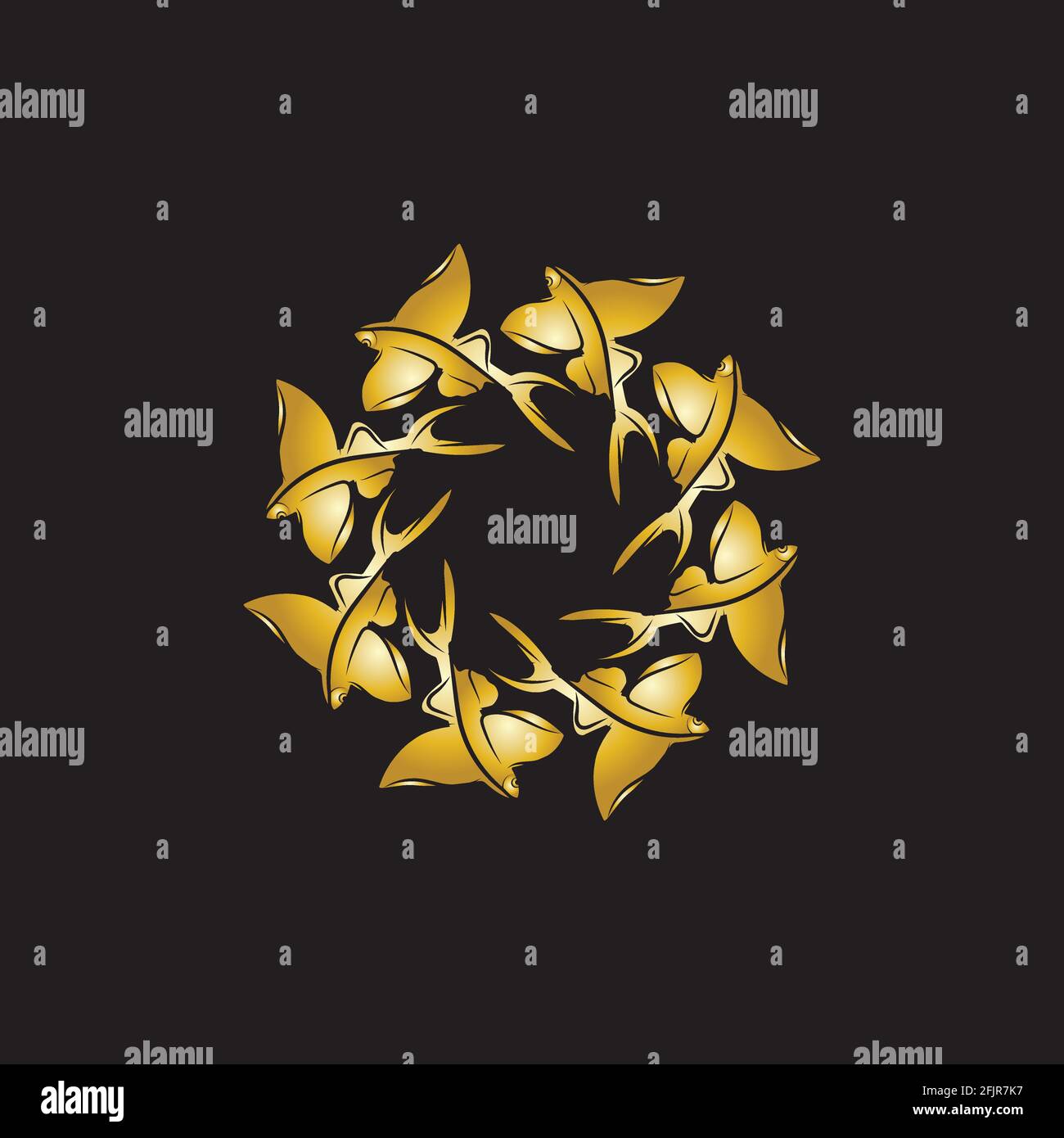 gold flying fish logo vector icon design template Stock Vector