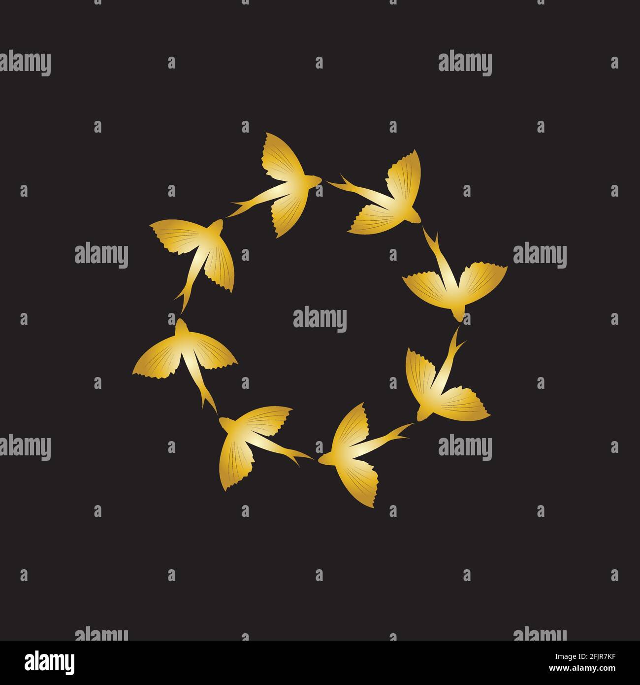 gold flying fish logo vector icon design template Stock Vector
