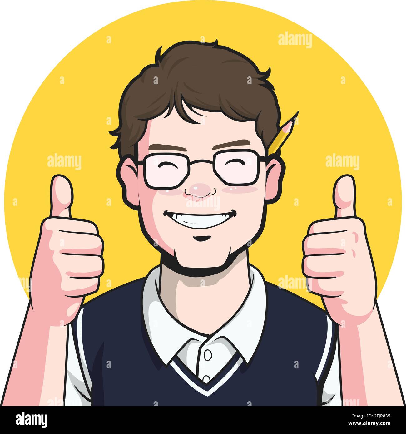 Nerd thumbs up Stock Vector Images - Alamy