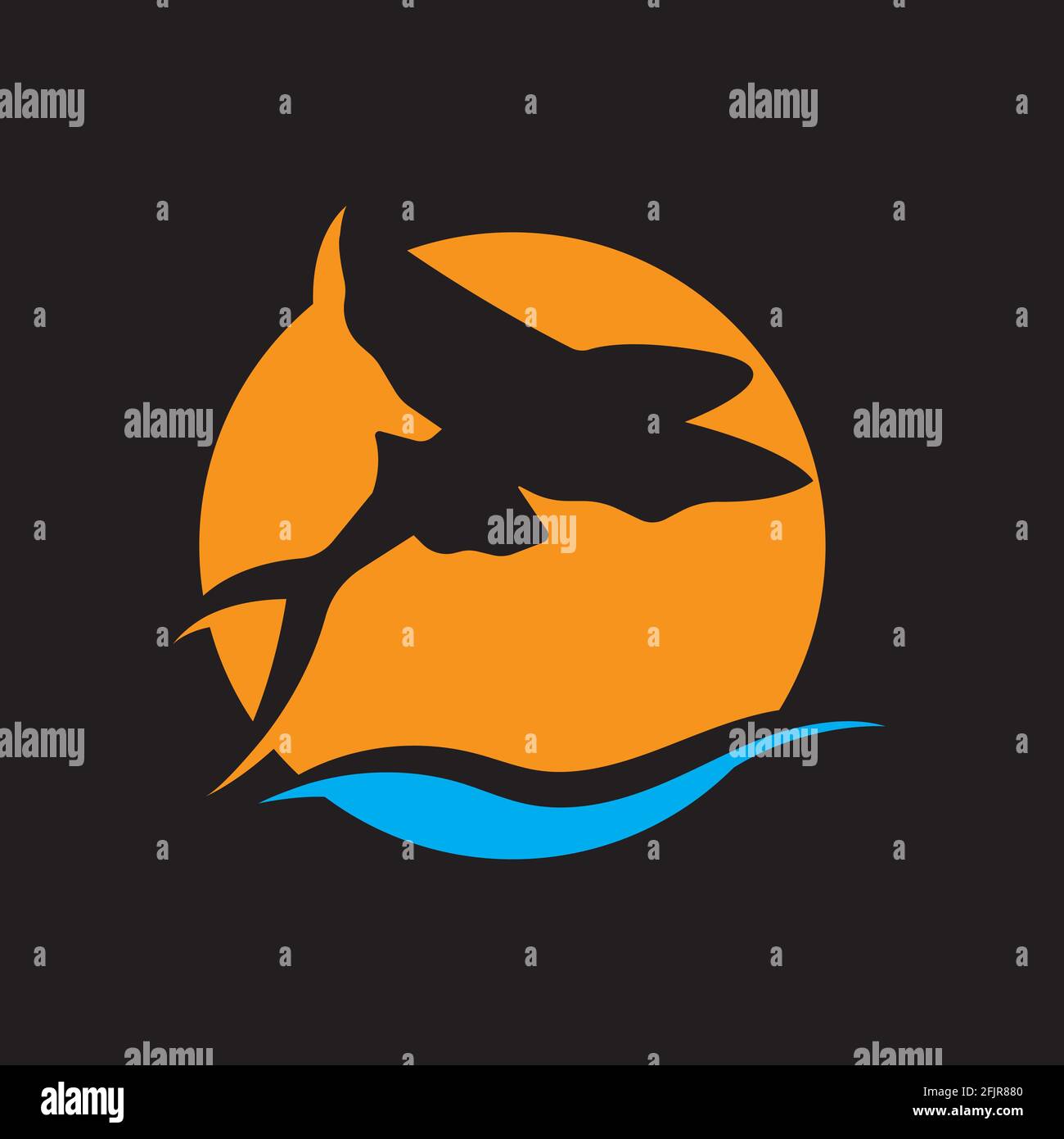gold flying fish logo vector icon design template Stock Vector