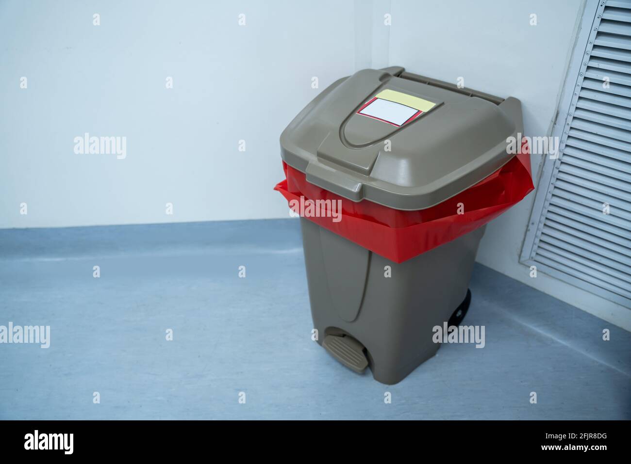 Infectious waste bin or contaminated trash in surgical operating room