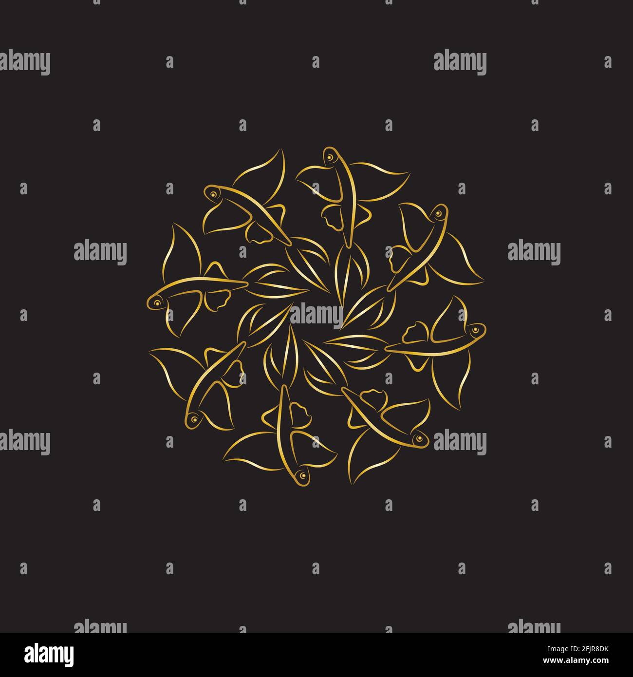 gold flying fish logo vector icon design template Stock Vector