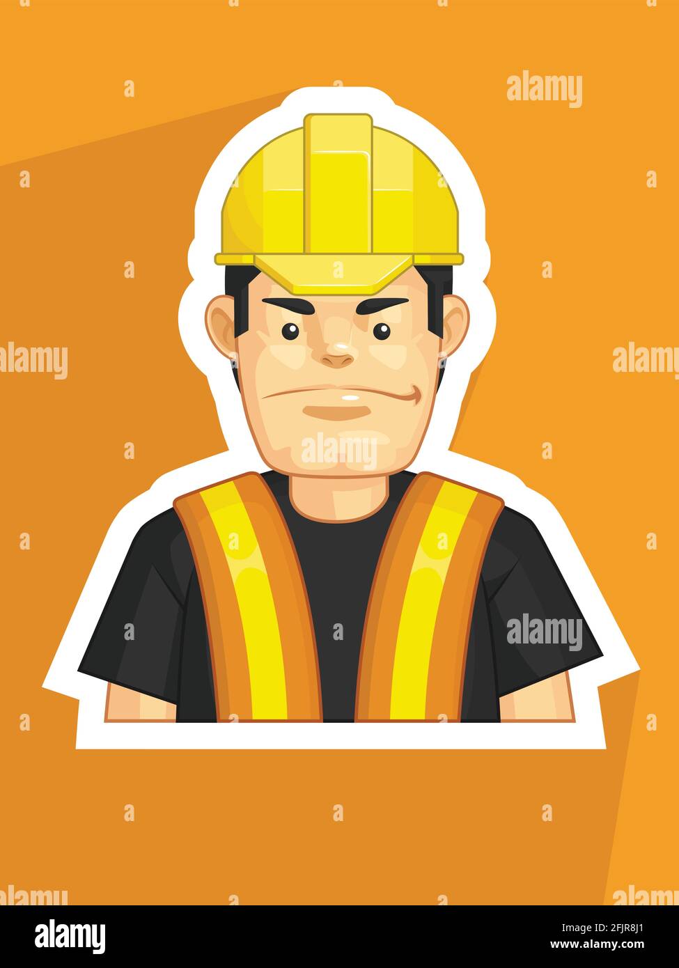 Profession Mascot Construction Worker Profile Avatar Cartoon Drawing Stock Vector