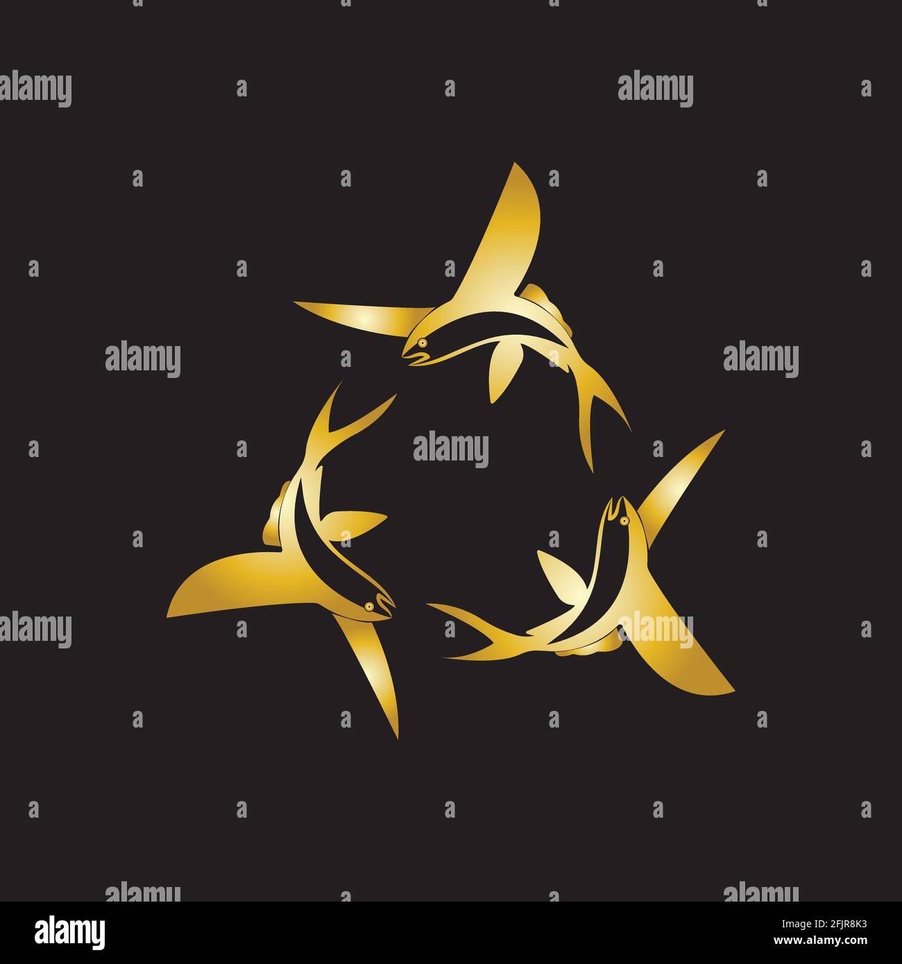 gold flying fish logo vector icon design template Stock Vector