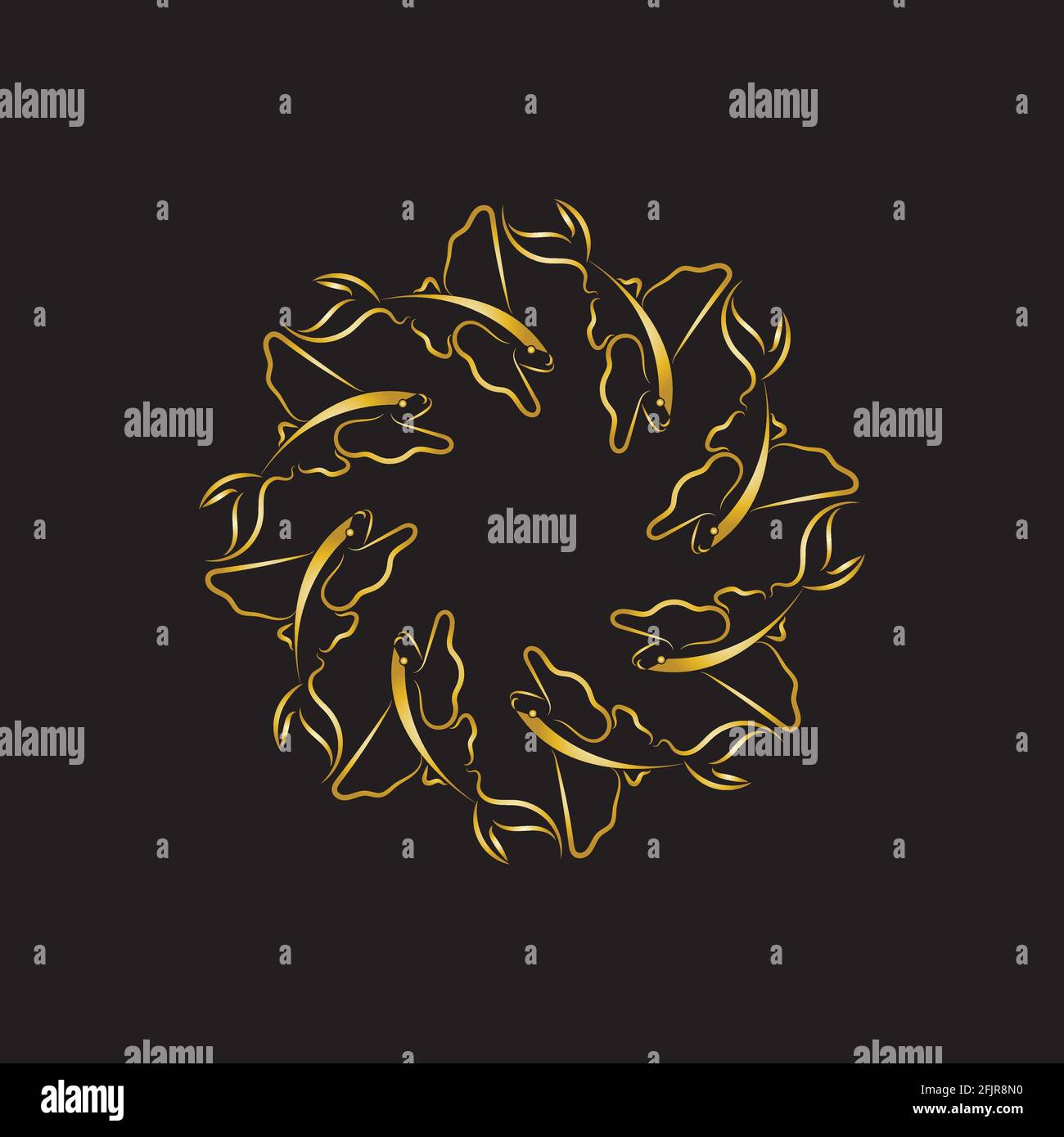 gold flying fish logo vector icon design template Stock Vector