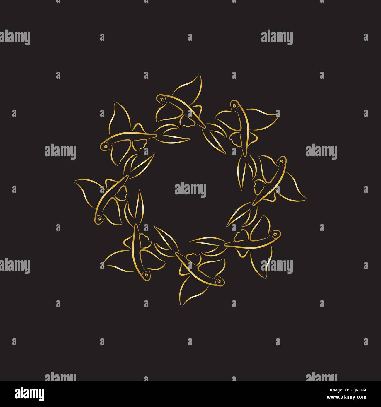 gold flying fish logo vector icon design template Stock Vector