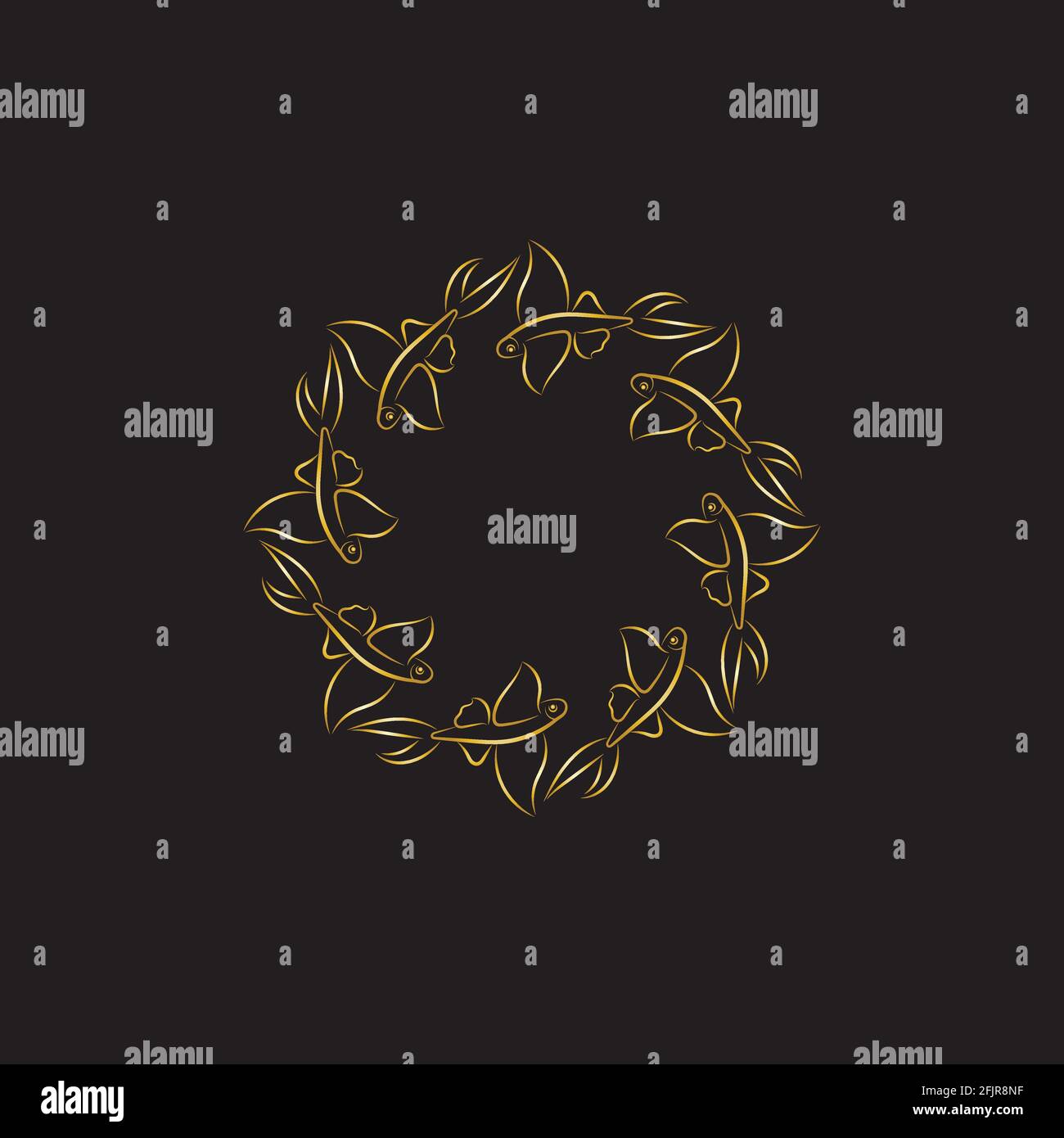 gold flying fish logo vector icon design template Stock Vector