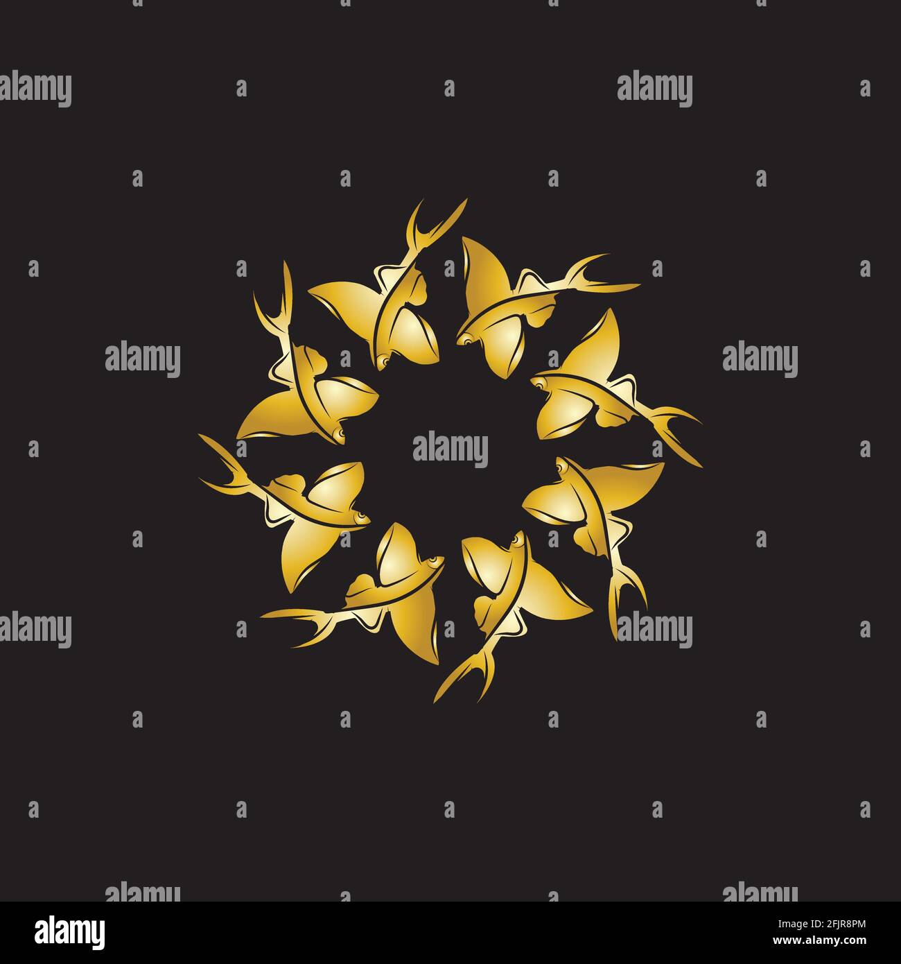 gold flying fish logo vector icon design template Stock Vector