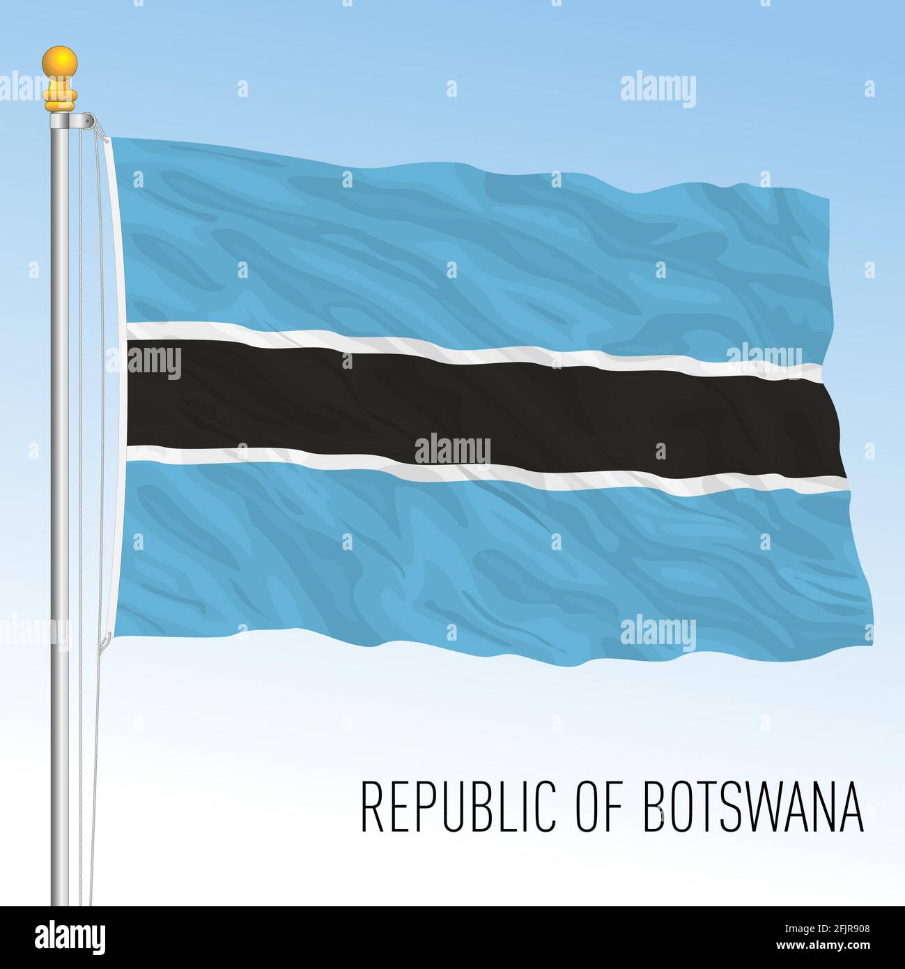 Botswana official national flag and coat of arms, african country
