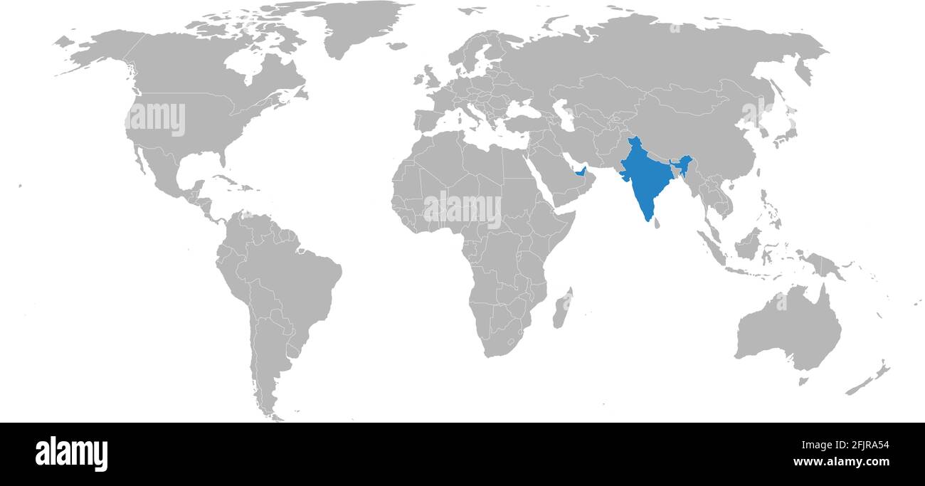Uae And India Map India, United Arab Emirates Countries Isolated On World Map. Maps And  Backgrounds Stock Vector Image & Art - Alamy