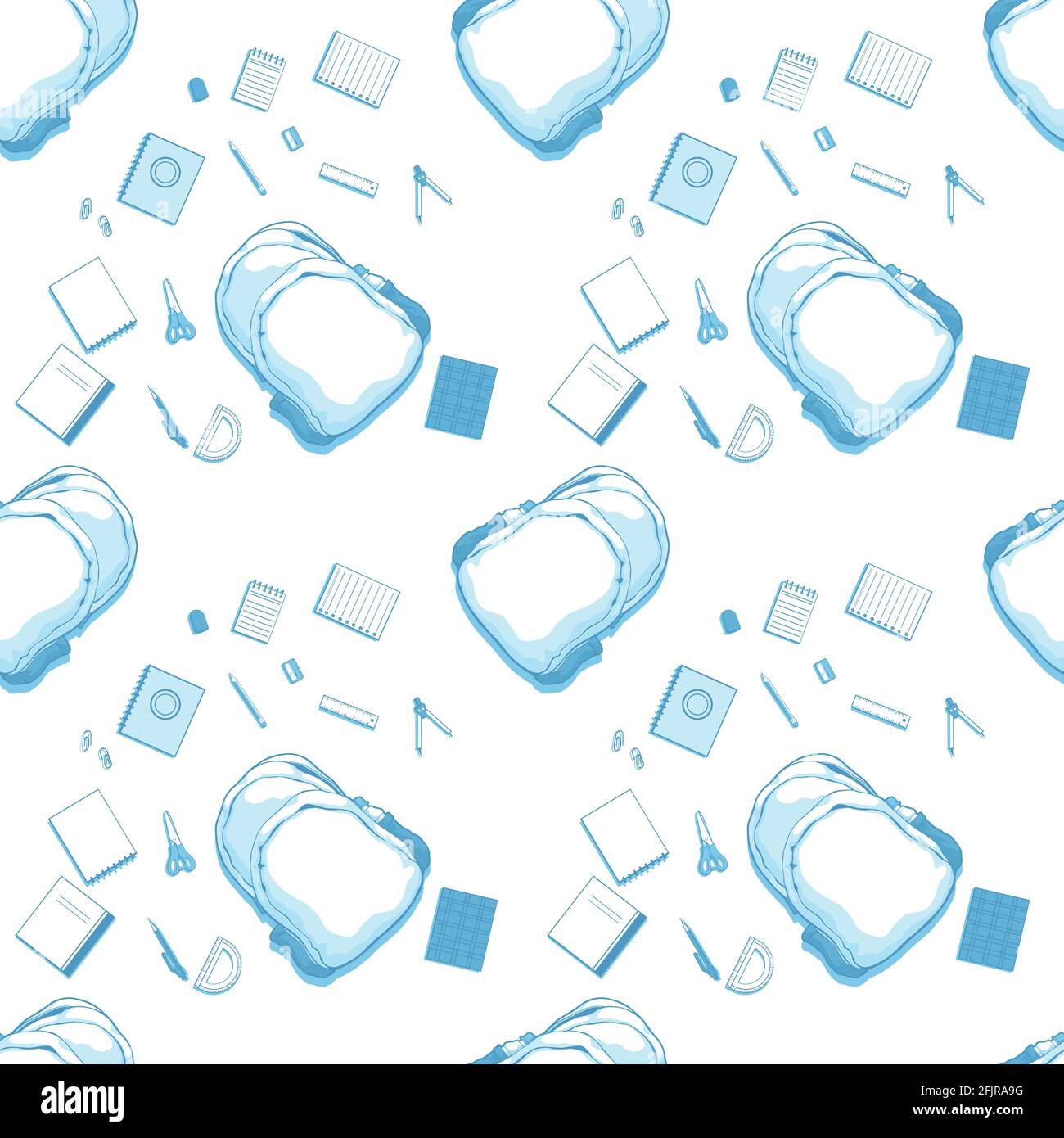 Back School Seamless Pattern Stationery Background Vector Drawing Stock Vector