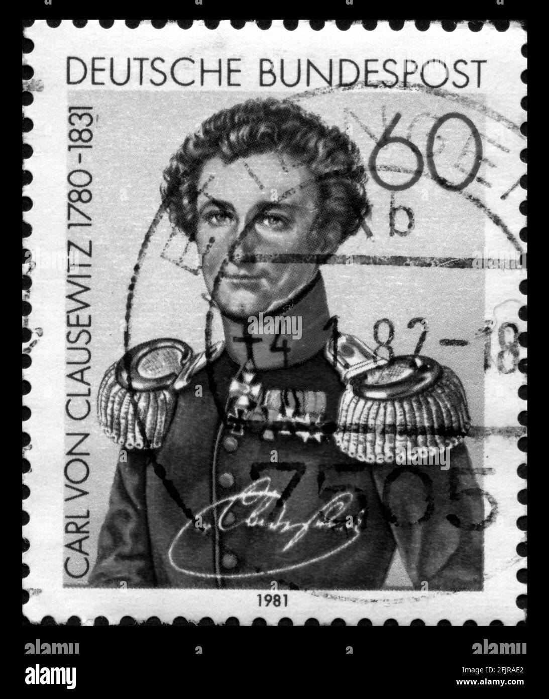 Stamp print in Germany,Carl von Clausewitz Stock Photo